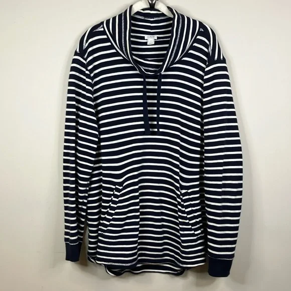 J Crew Factory striped funnel neck top - Picture 2 of 8